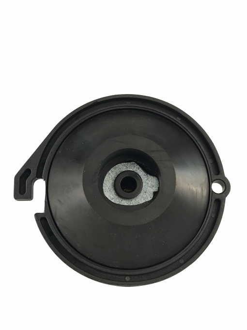 a black cylinder cap with a washer on a gray background