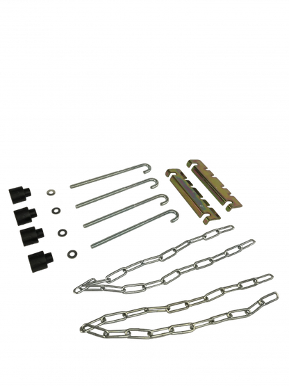 While the image appears to show a pile of metal chains, it is actually a set of low pressure adapters designed for 15-17 psi. These adapters are used to connect a pressure bleeder to a master cylinder reservoir. The adapters come with metal fittings to secure them to the master cylinder.